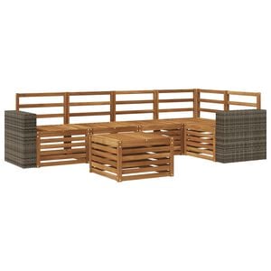 vidaXL Sectional Sofa Set 6 pcs Natural Solid Acacia Wood