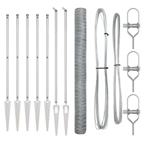 vidaXL Fence Post Silver 10 x 1.5 m (36 mm mesh) Steel