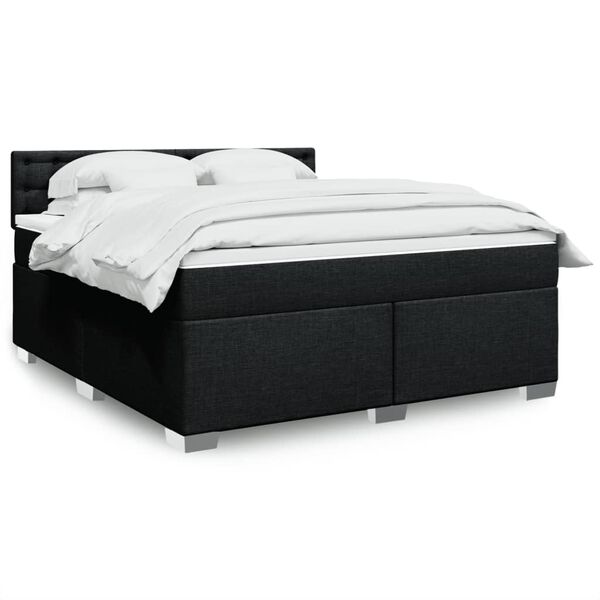 vidaXL Box Spring Bed with Mattress Black 180x200 cm Fabric