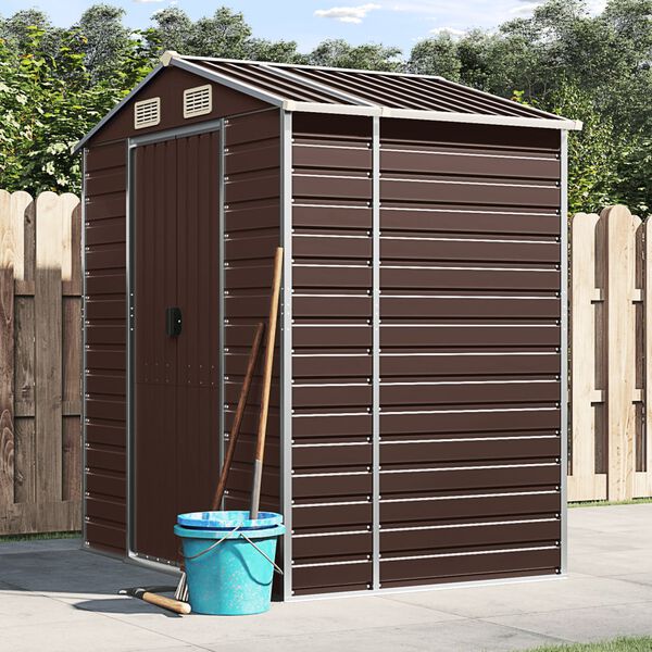 vidaXL Garden Shed Brown 191x130x198 cm Galvanised Steel