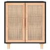 vidaXL Sideboard Black 60x30x70 cm Solid Wood Pine and Natural Rattan