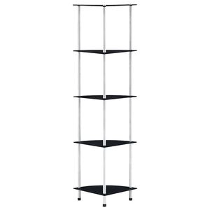 vidaXL 5-Tier Shelf Black 30x30x130 cm Tempered Glass