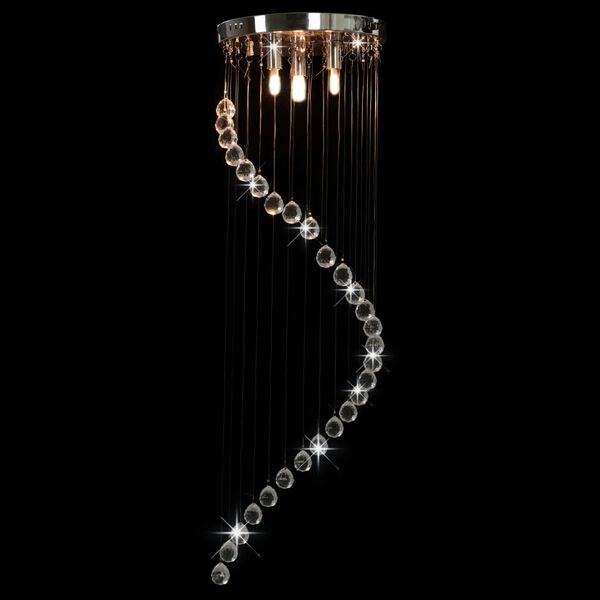 vidaXL Ceiling Lamp with Crystal Beads Silver Spiral G9