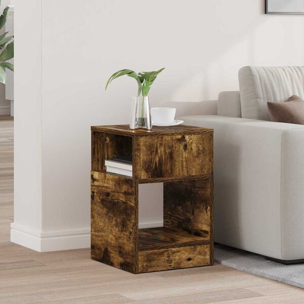 vidaXL End Table Smoked Oak 30.5 x 30 x 45 cm Engineered Wood