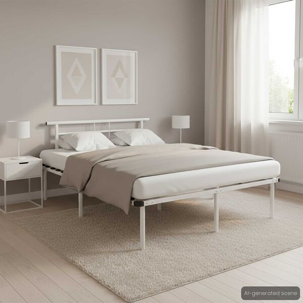 vidaXL Bed Frame without Mattress White Metal 140x200cm