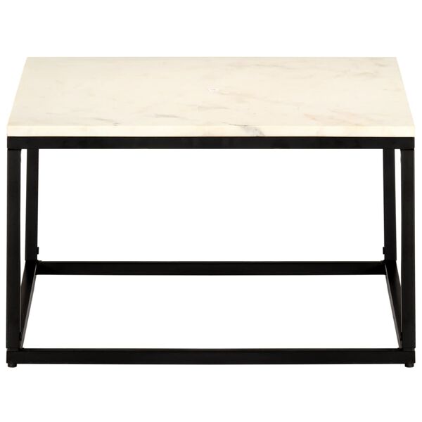 vidaXL Coffee Table White 60x60x35 cm Real Stone with Marble Texture