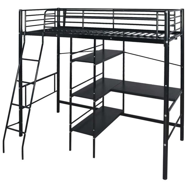 vidaXL Bed with Mattress Black 200 x 90 cm Metal