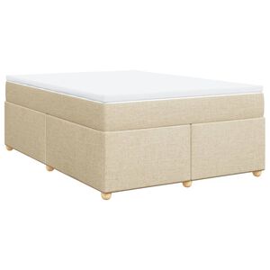 vidaXL Box Spring Bed with Mattress Cream 140x200 cm Fabric