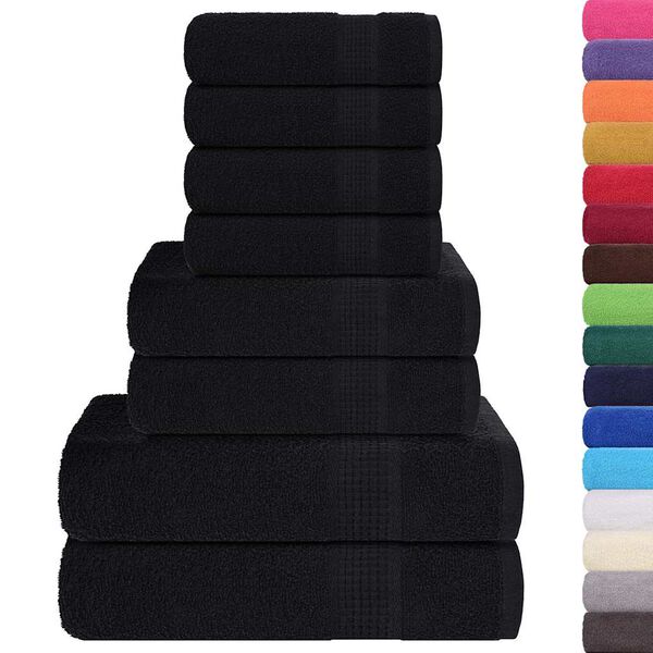 vidaXL 8 Piece Towel Set "FROGN" Black 360 gsm