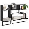 vidaXL Wall Shelf Set 4 pcs Black Oak 65 x 25 x 30 cm Engineered Wood