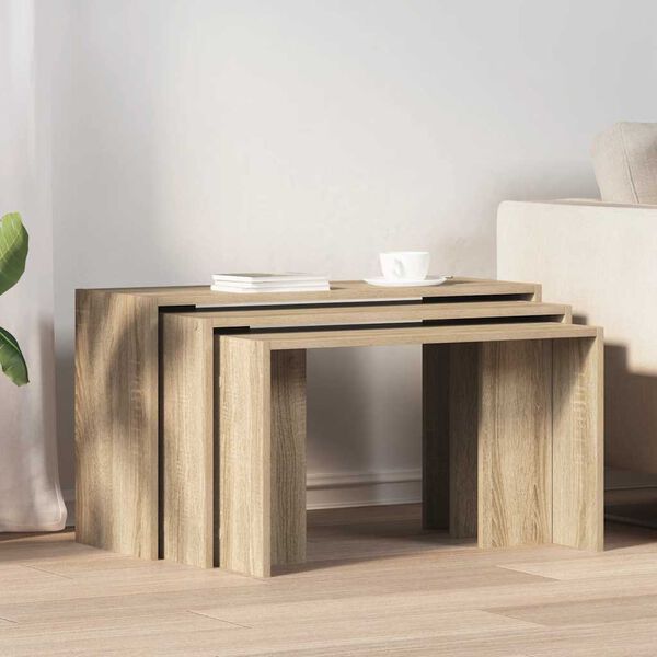 vidaXL Nesting Tables 3 pcs Sonoma Oak Engineered Wood