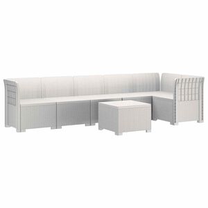 vidaXL 6-Seater Garden Sofa Rattan Look PP White