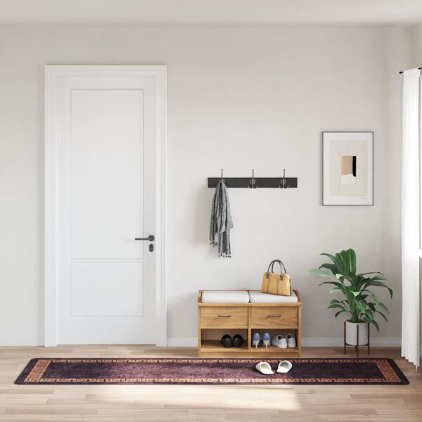 vidaXL Rug Washable 80x300 cm Black and Gold Anti Slip