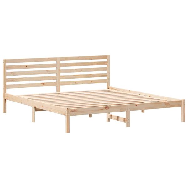 vidaXL Bed Frame with Headboard Brown 180 x 200 cm Solid Pine Wood