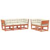vidaXL 5 Piece Garden Sofa Set with Cushions Wax Brown Solid Wood Pine