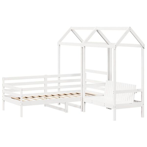 vidaXL Day Bed and Bench Set with Roof without Mattress White 80x200 cm