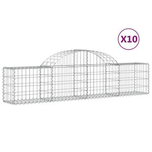 vidaXL Arched Gabion Baskets 10 pcs 200x30x40/60 cm Galvanised Iron