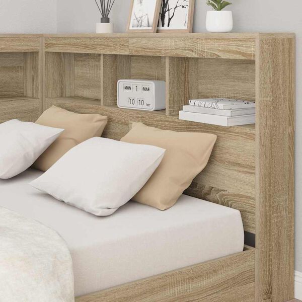 vidaXL Storage Headboard with Shelf Sonoma Oak 120 cm Engineered Wood