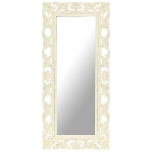 vidaXL Hand Carved Mirror White 110x50 cm Solid Mango Wood