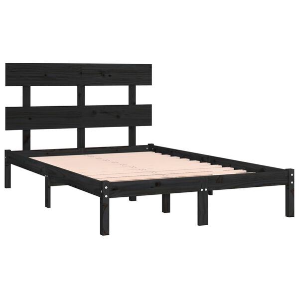 vidaXL Bed Frame without Mattress Black 200x200 cm Solid Wood