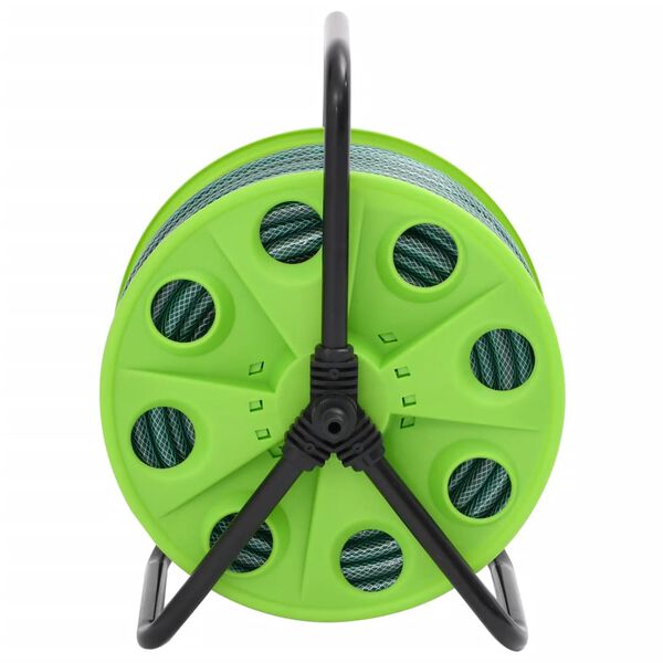 vidaXL Free Standing Green Hose Reel with 50 m Hose PVC