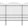 vidaXL Garden Fence with Spear Top Steel 537x200 cm Black