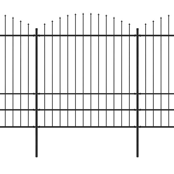 vidaXL Garden Fence with Spear Top Steel 537x200 cm Black