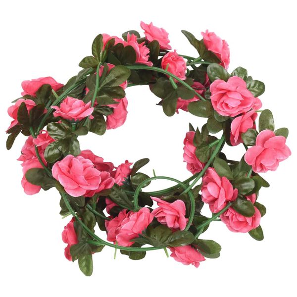 vidaXL Flower Garlands 6 pcs Red Pink 240 cm
