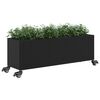 vidaXL Garden Planters with Wheels 2 pcs Black 107x32x38 cm Poly Rattan