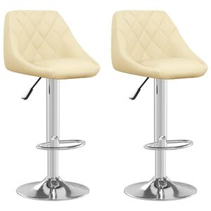 vidaXL Bar Stool | Set of 2 | Cream | Faux leather, chromed steel | Adjustable