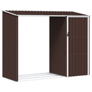 vidaXL Garden Firewood Shed Brown 245x98x159 cm Galvanised Steel