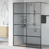 vidaXL Walk-in Shower Wall Black 140 x 195 cm Tempered Glass