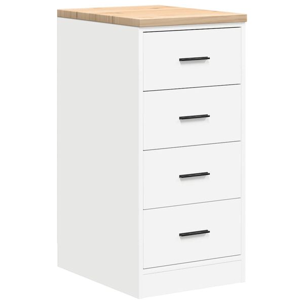 vidaXL Garage Storage Cabinet White 40x51x85 cm Solid Wood Pine