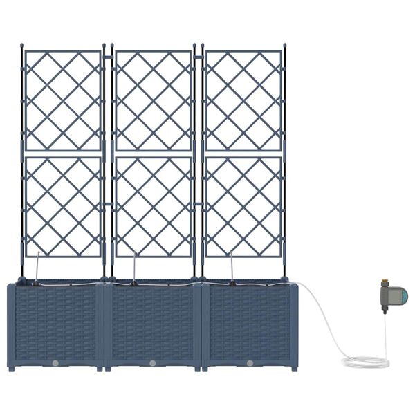 vidaXL Garden Planter 3 pcs Grey 80 x 80 x 143 cm Steel