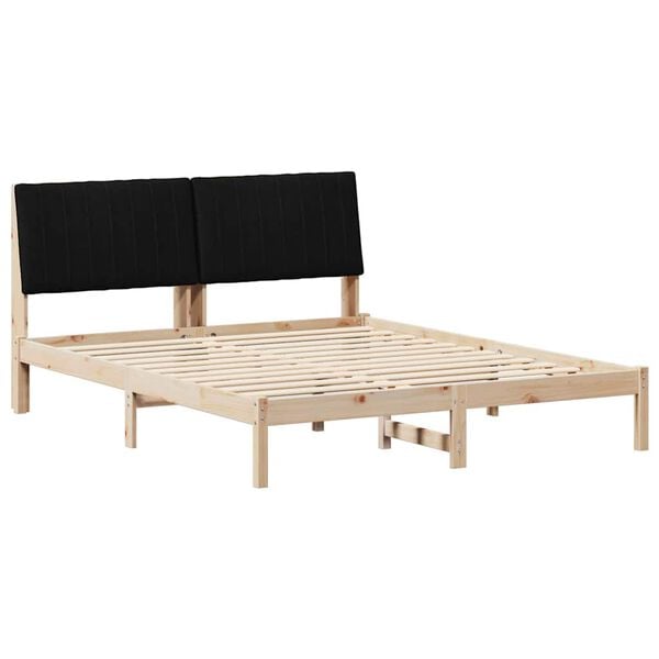vidaXL Bed Frame with Headboard Brown 150 x 200 cm Solid Pine Wood