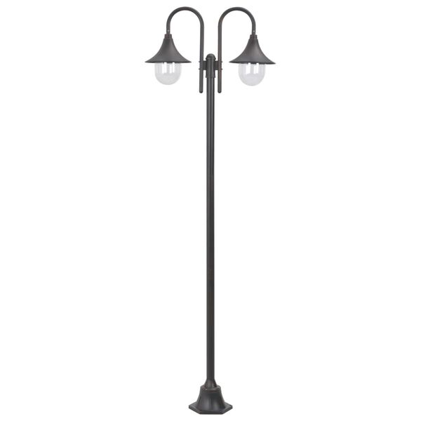 vidaXL Garden Post Light E27 220 cm Aluminium 2-Lantern Bronze