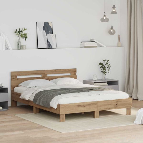 vidaXL Bed Frame Artisan Oak 120 x 200 cm Engineered Wood