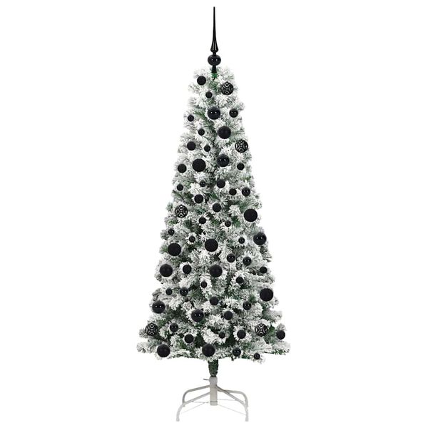vidaXL Artificial Hinged Christmas Tree Green and White 180 cm