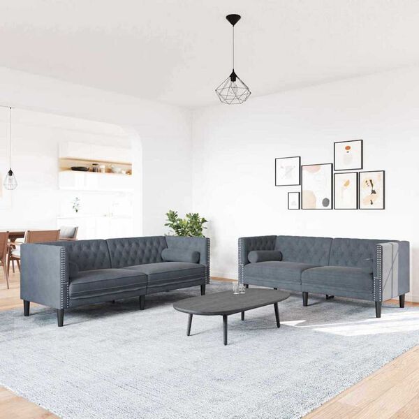 vidaXL Sofa Set Dark grey Velvet