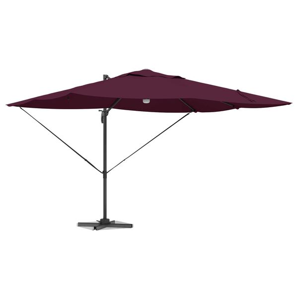 vidaXL Umbrella with LED Strip Lights Bordeaux Red 351 x 250 x 253 cm