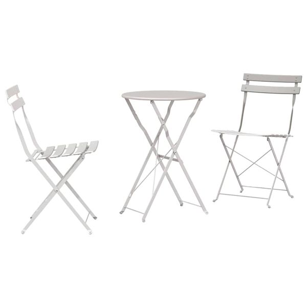 vidaXL Folding Bistro Set 3 pcs Beige Steel