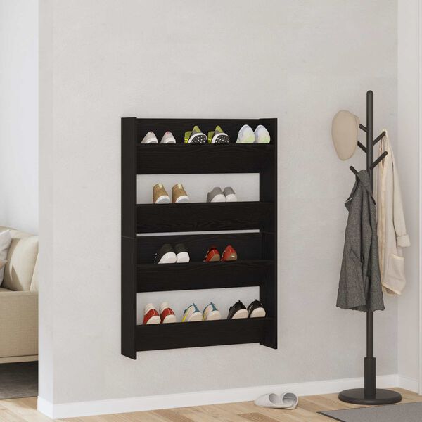 vidaXL Shoe Cabinet 2 pcs Black Oak 83 x 18 x 60 cm Engineered Wood