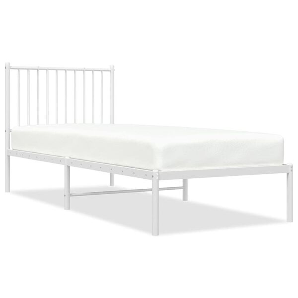 vidaXL Metal Bed Frame without Mattress with Headboard White 80x200cm