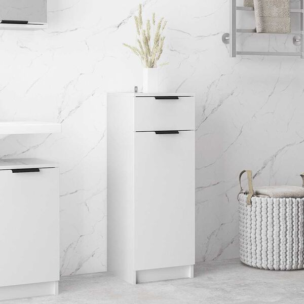 vidaXL Bathroom Cabinet High Gloss White 32x33.5x90 cm Engineered Wood