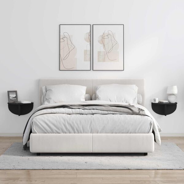 vidaXL Wall Shelf Wall-mounted Black 38 x 19 x 19 cm Engineered Wood