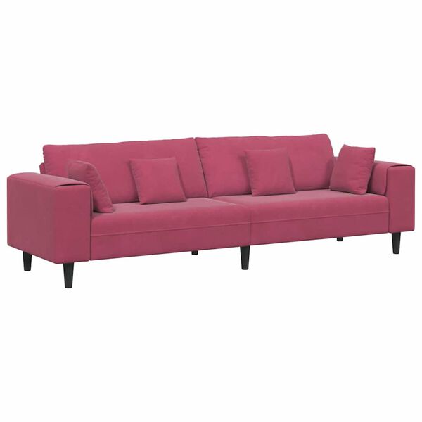 vidaXL Sofa with Cushion Wine Red 250 x 77 x 76 cm Velvet