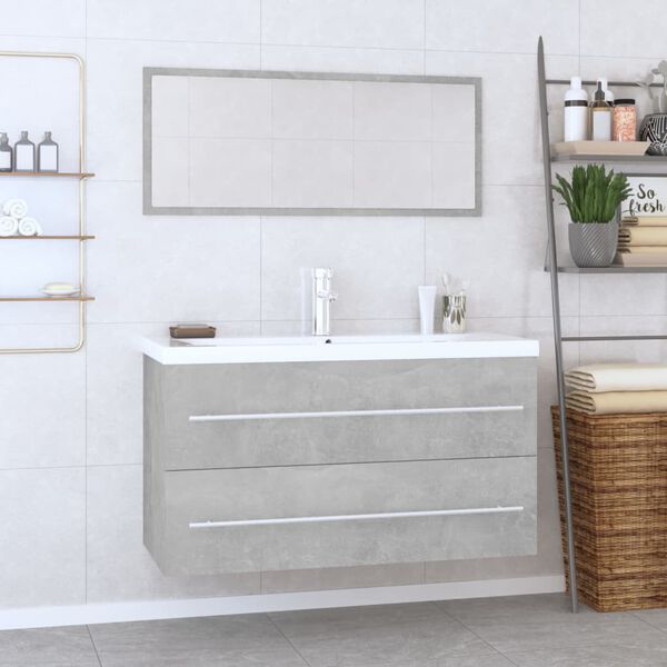 vidaXL 3 Piece Bathroom Furniture Set Concrete Grey