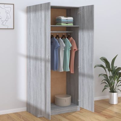 vidaXL Wardrobe Grey Sonoma 90x50x200 cm Engineered Wood