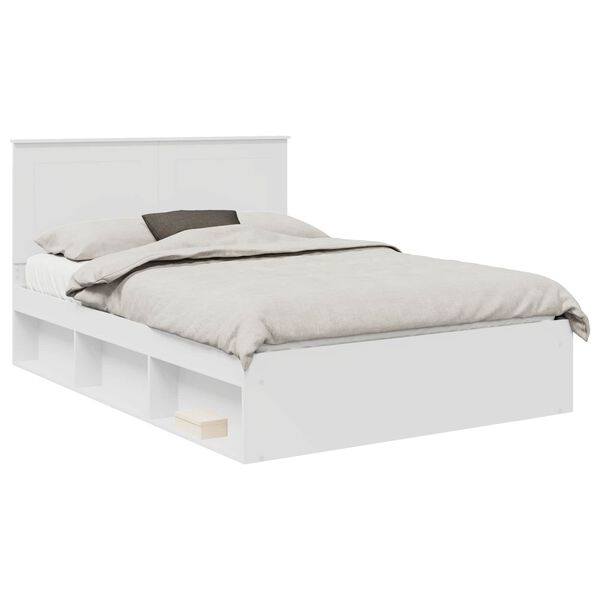vidaXL Bed Frame with Headboard White 160 x 200 cm Solid Pine Wood