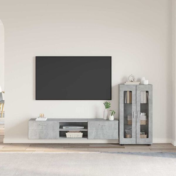 vidaXL TV Cabinet Set with Drawer FLORIN Concrete Grey Engineered Wood